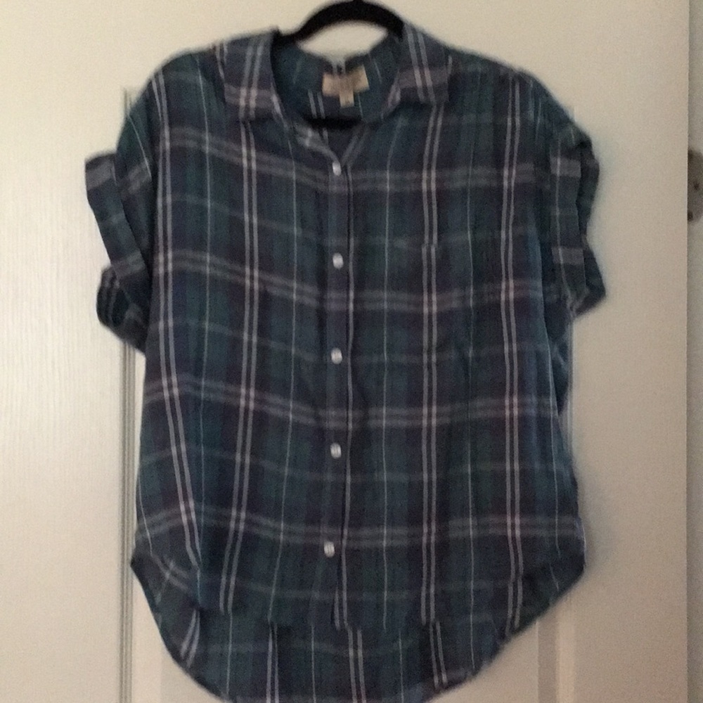 Plaid button up blouse